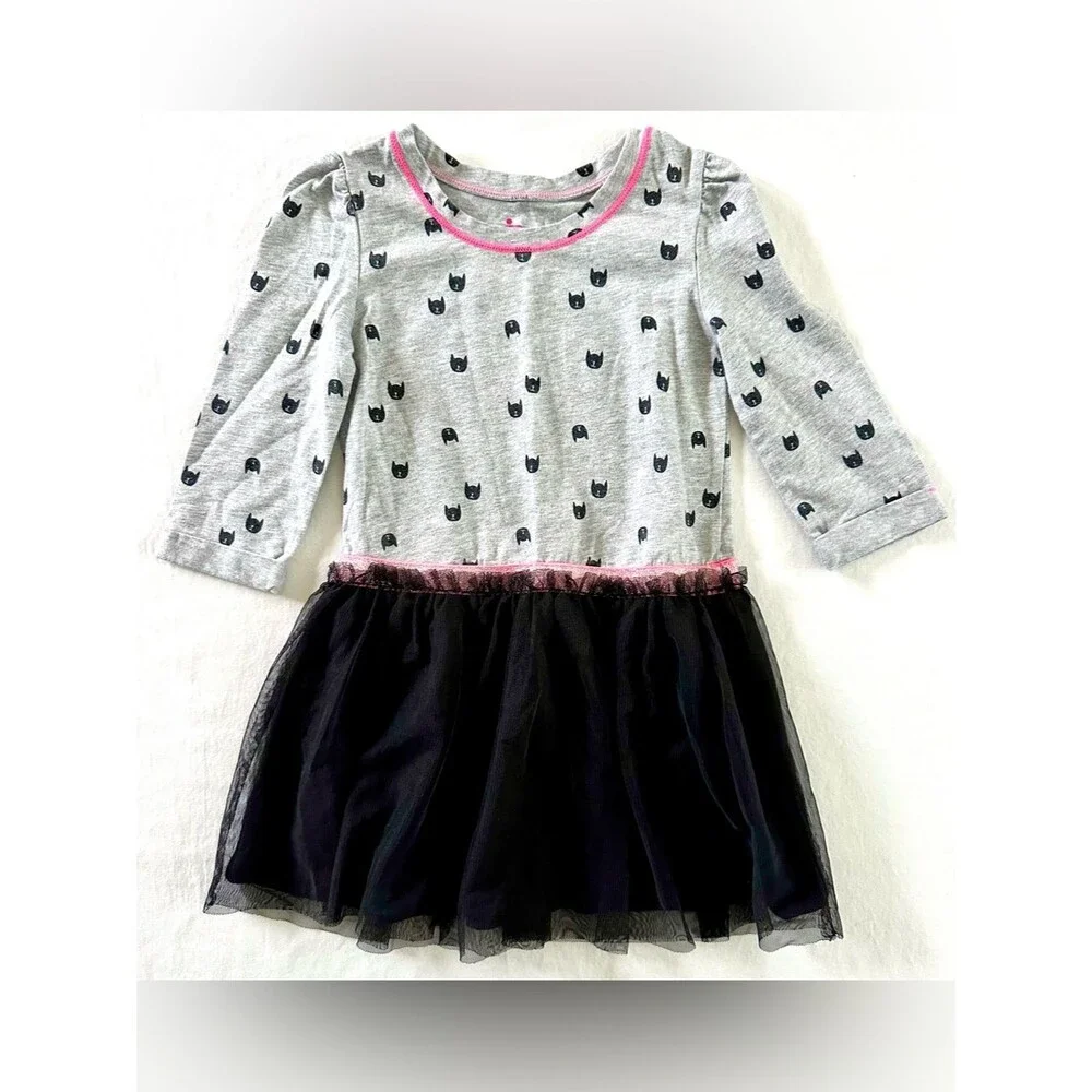 Circo Girls Cat & Bat 3/4 Sleeve Tutu Dresses Lot of 2 Pink & Black Size 5T